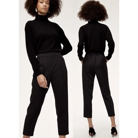Aritzia Babaton Caden Faux Suede Pull-On Pants Black Women’s Size 8 Medium - Picture 1 of 6